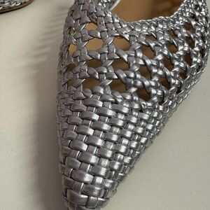 Silver Woven Women's Sling back Shoes